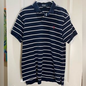Polo Ralph Lauren Navy and White Striped Polo Size XL
